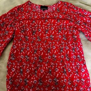Cynthia Rowley 3/4 Sleeve Blouse Small Red